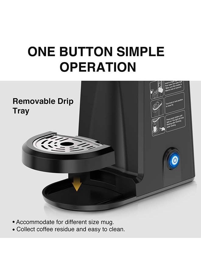 CHULUX - CHULUX Single Serve Coffee Maker for K Capsule and Ground Coffee, Single Cup Coffee Machine, Black - Image 1