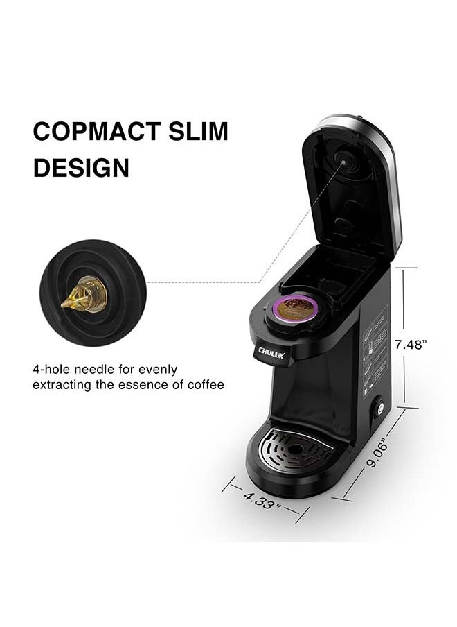 CHULUX - CHULUX Single Serve Coffee Maker for K Capsule and Ground Coffee, Single Cup Coffee Machine, Black - Image 1