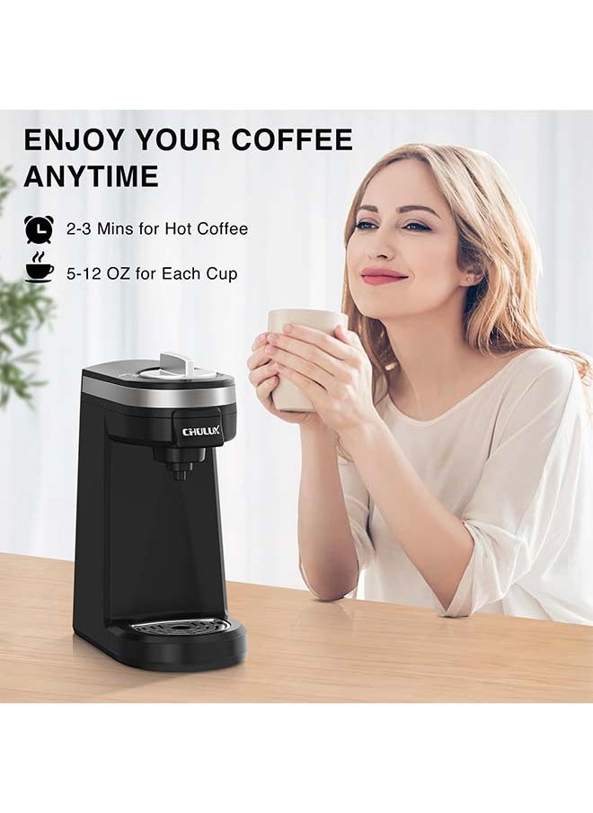 CHULUX - CHULUX Single Serve Coffee Maker for K Capsule and Ground Coffee, Single Cup Coffee Machine, Black - Image 1