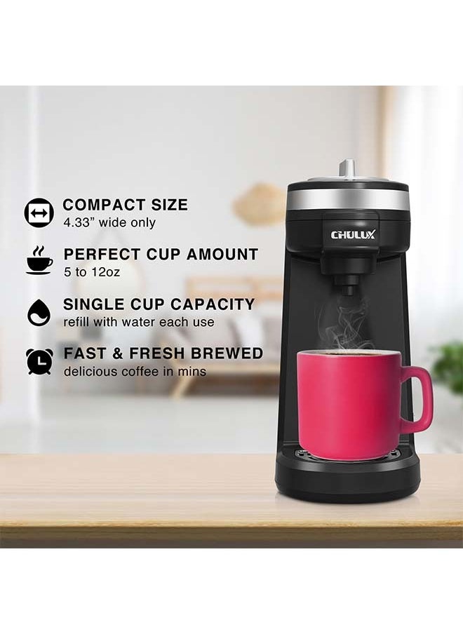 CHULUX - CHULUX Single Serve Coffee Maker for K Capsule and Ground Coffee, Single Cup Coffee Machine, Black - Image 1