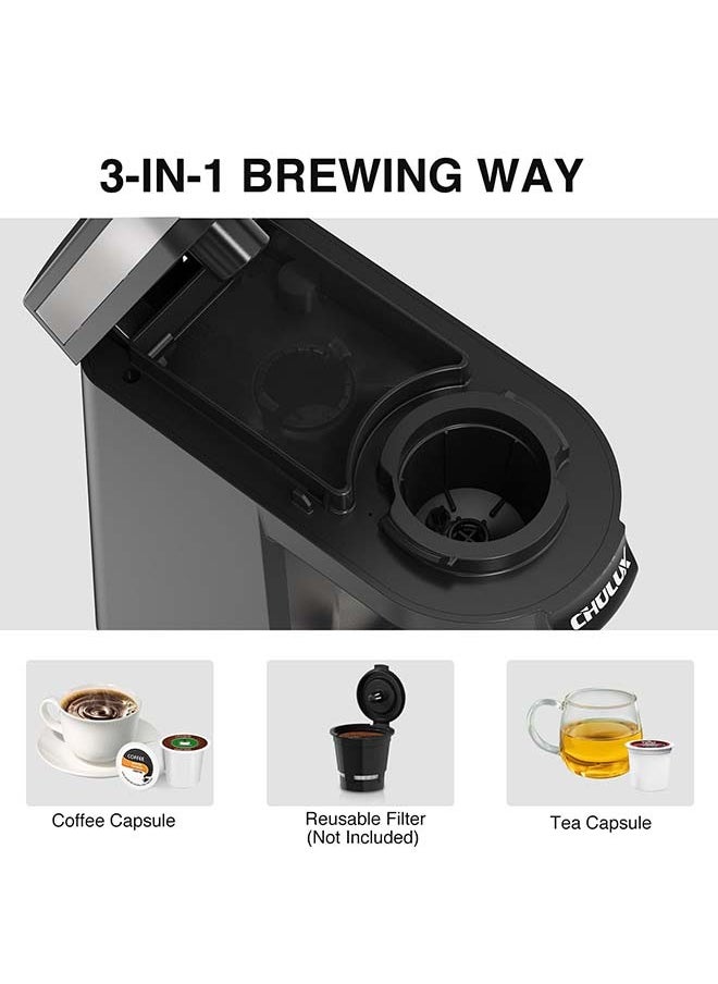 CHULUX - CHULUX Single Serve Coffee Maker for K Capsule and Ground Coffee, Single Cup Coffee Machine, Black - Image 1