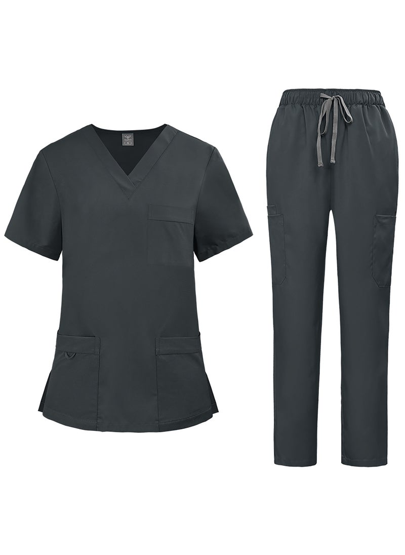 Magic Park Magic Park Medical Scrubs Set 2025 Scrub Suit Set for Women Medical Scrubs Top Pants Maid Uniform Nanny Scrub Suit Housemaid Uniform  - Image 1