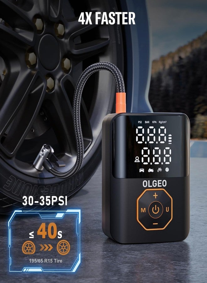OLGEO - Portable Tire Inflator, 160 PSI Tire Inflator for Car Tires, 4X Faster Air Compressor with Pressure Sensing, Air Pump for Tires - Image 3