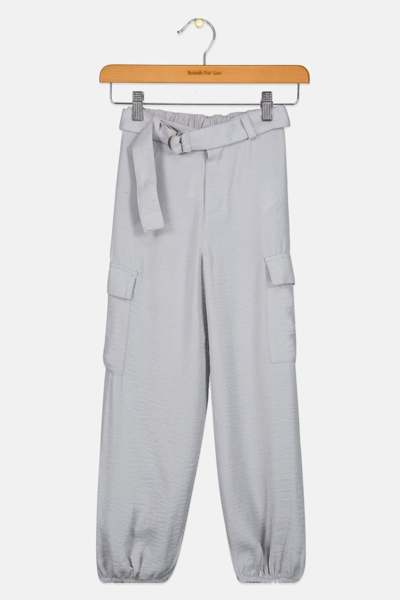 KOTON سروال كارجو للبنات مع حزام، رمادي - Image 1