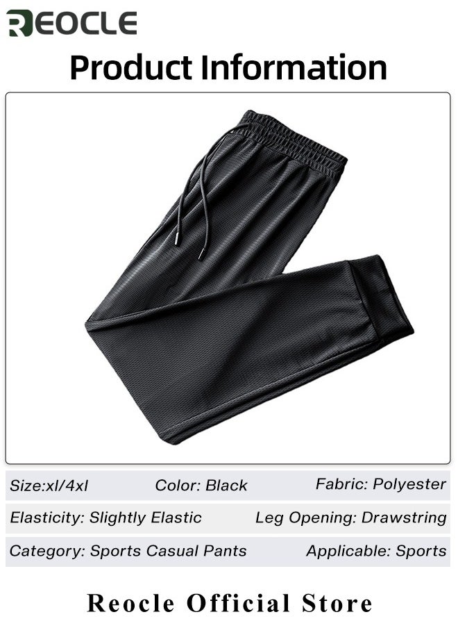 REOCLE - Men's Sweatpants Ice Silk Dress Pants Lightweight Breathable Fitness Running Stretch Pants Casual Gym Workout Track Pants - Image 1