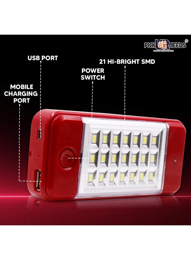 Pick Ur Needs Mini Solar Emergency Rechargeable Floor Lantern Lamp Light 21 SMD LED (Red) - Image 4