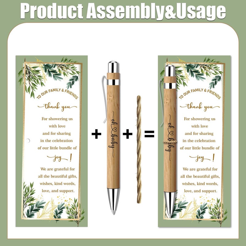 Toerifer 30 Pcs Woodland Set, Baby Shower Favors for 30 Guests, Baby Shower Sets, Included Bamboo Pens, Greeting Cards, Gender Reveal Souvenirs, Eucalyptus Decor - Image 3
