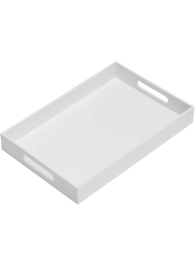 TPGP Luxytop 10X15 Inch White Spill-Proof Acrylic Serving Tray With Handles- Countertop Organizer Tray For Kitchen,Bathroom,Office,Bar- Storage Box For Cosmetics, Jewelry,Toiletries,Toy,Gadgets - Image 1