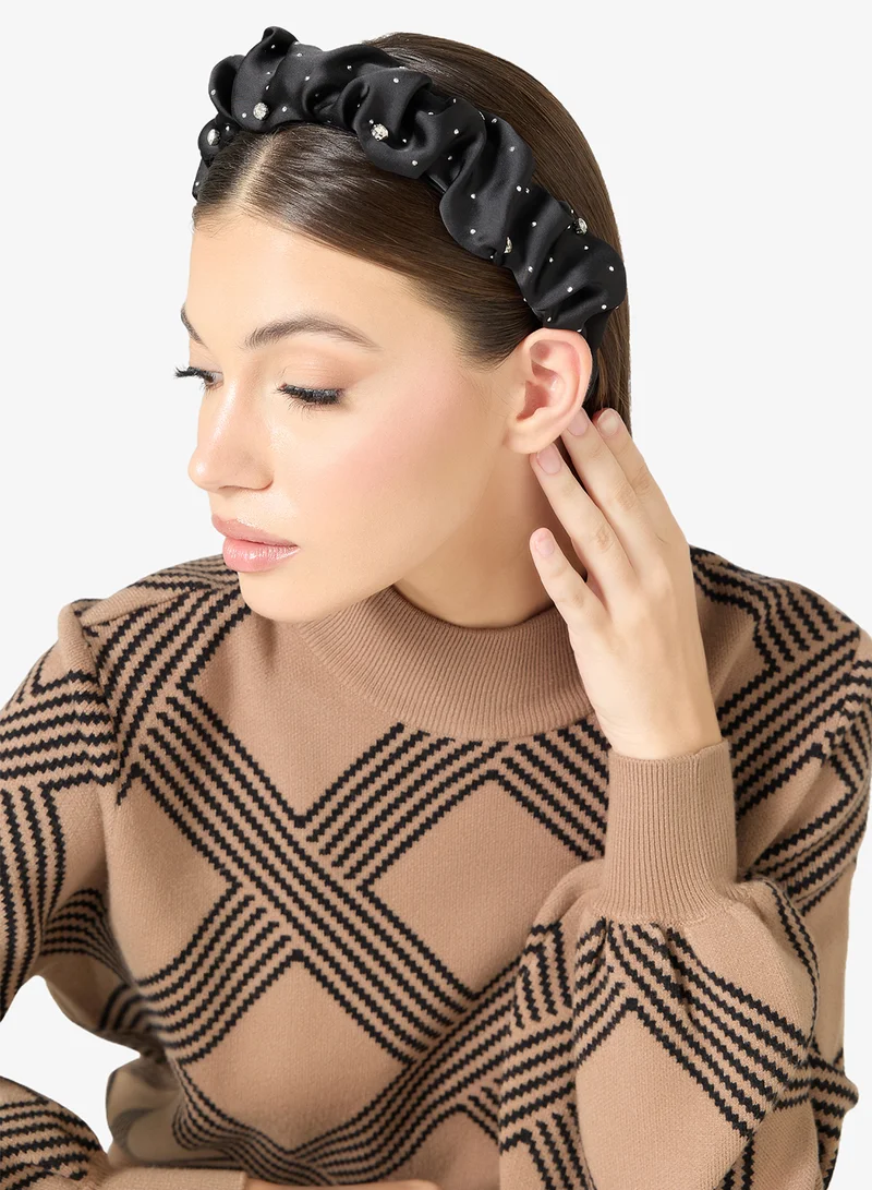 Khizana Black Diamonte Embellished Hairband for Women | Best Price UAE