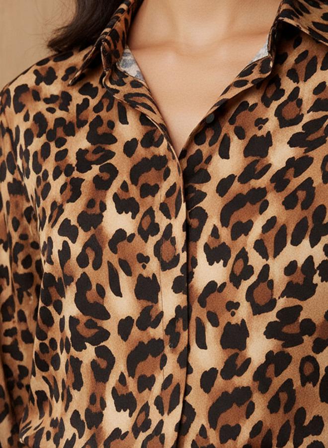 Splash FAV Regular Fit Viscose Animal Print Shirt with Collar - Image 4