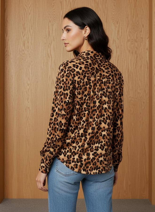 Splash FAV Regular Fit Viscose Animal Print Shirt with Collar - Image 3