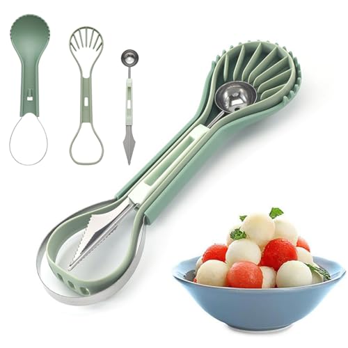 Supvox® 6 in 1 Melon Baller Scoop Set Fruit Scooper Seed Remover Cutter for Dig Pulp, Stainless Steel Fruit Carving Tools Knife Kit Melon Scoop for Watermelon Fruits Meatball - Image 1