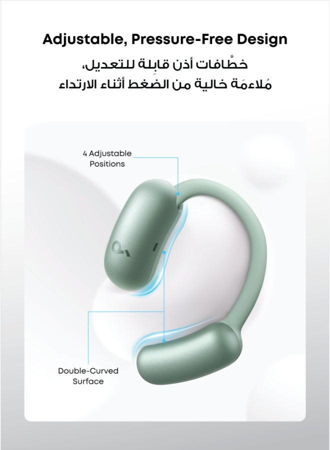 Soundcore AeroFit 2 by Anker, Open-Ear Headphones, Adjustable Ear Hooks, Snug Fit, Rich Bass, Hi-Res, 42H Playtime, Bluetooth 5.4, IP55, AI Clear Calls, Wireless Charging,Translation Earbuds Real Time Green Green - Image 3