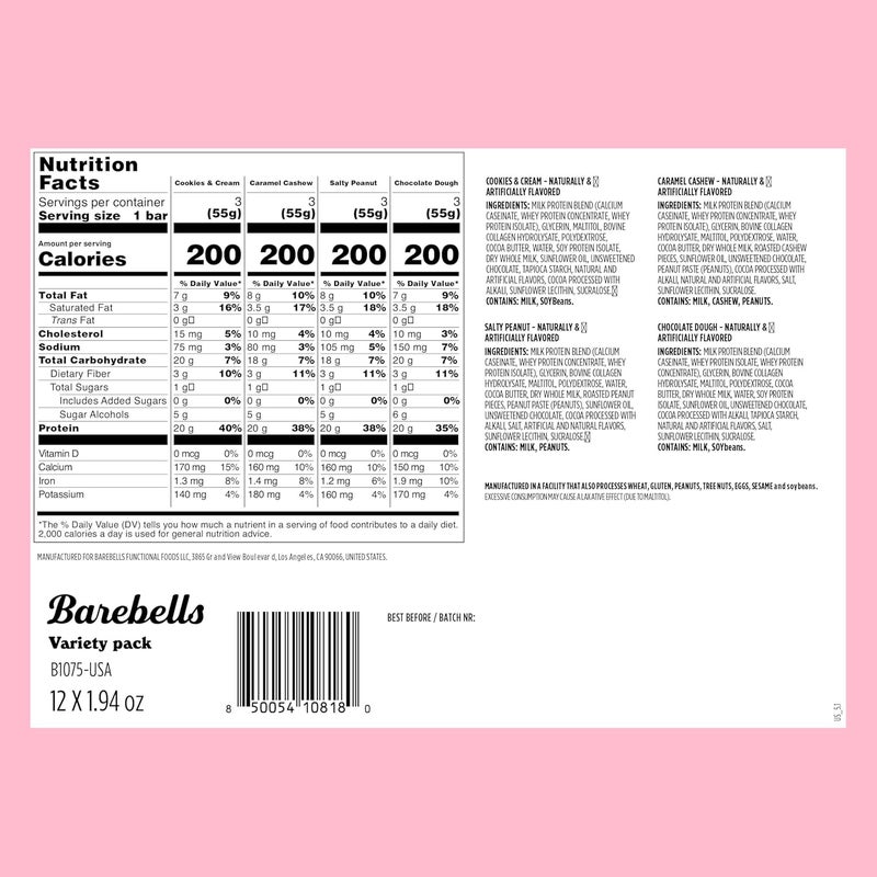 Barebells Protein Bars Variety Pack - 12 Count, 20g Protein, No Added Sugar - Image 2