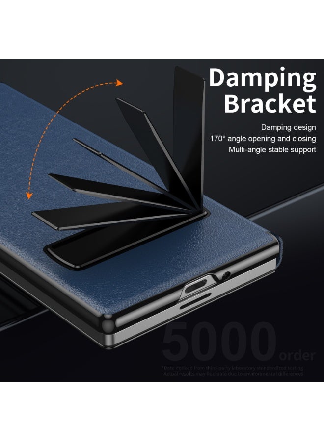 general Samsung Z Fold 7 high-quality all-in-one clamshell bracket leather case lychee leather pattern mobile phone folding case - Image 4