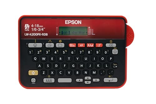 LABELWORKS Epson LW-K200PX-RDB Portable QWERTY Keyboard Label Maker for Home & Hobbies – Craft, Organize, and Personalize - Red Black Printer - Image 1