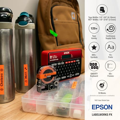 LABELWORKS Epson LW-K200PX-RDB Portable QWERTY Keyboard Label Maker for Home & Hobbies – Craft, Organize, and Personalize - Red Black Printer - Image 4