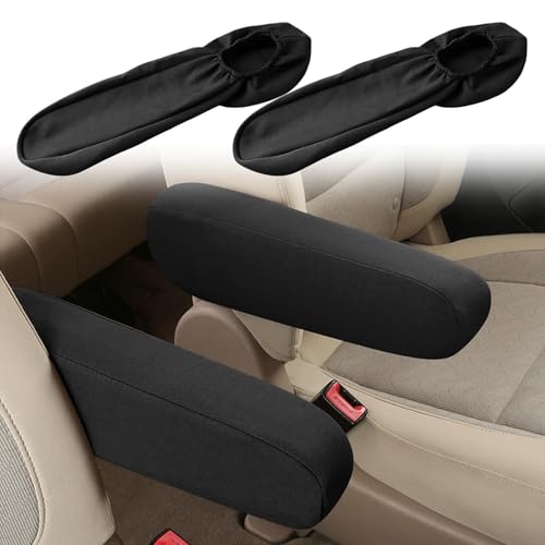 MTRoyaldia 2PC Black Car Front Seat Armrest Covers,Universal Size Seat Arm Rest Cover,Flat Cloth Fabric Armrest Cover,Car Interior Accessories(Black,1Pair) - Image 1