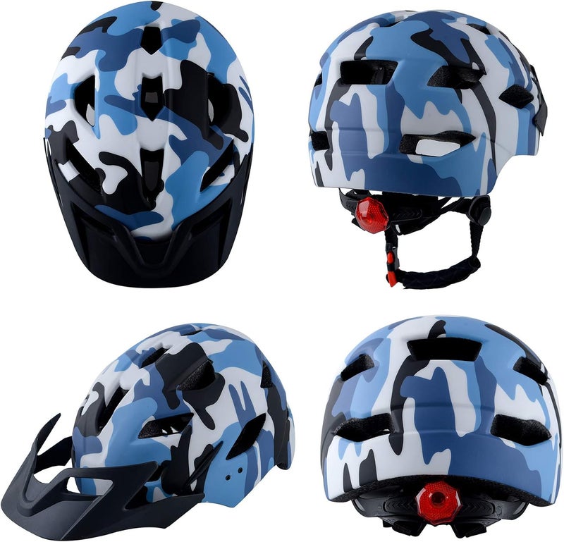 Bavilk Kids Bike Helmet, Kids Boys Girls Bike Helmets with LED Light Detachable Visor Children Youth Teen Multi-Sport for Skating Cycling Scooter Skateboard Adjustable & Lightweight 19.7"-22.4" - Image 2