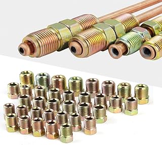 MuHize MuHize Muhize 32 PCS Brass Brake Line Fitting Kit for 3/16" and 1/4" Inverted Flares Brake Line Tube  - Image 1