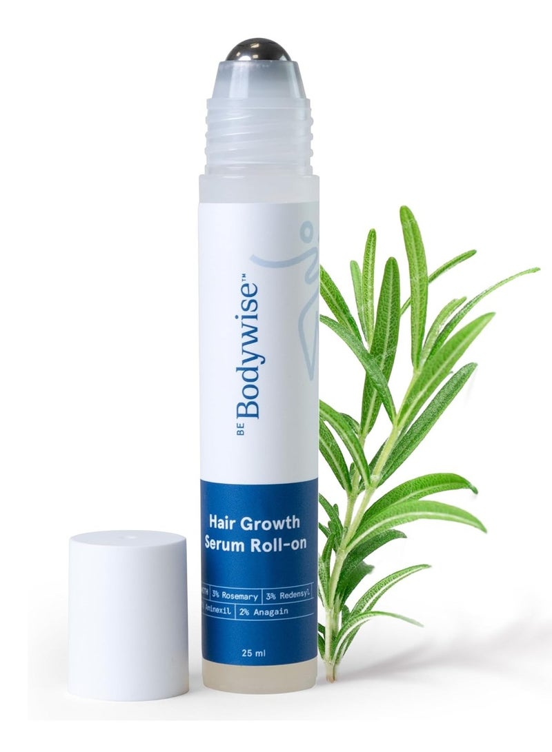 Be Bodywise Rosemary Hair Serum (Roll On) | 3% Redensyl, 2% Aminexil & 2% Anagain | Thicker & Stronger Hair | Prevents Hair Fall & Stimulates Follicles | For All Hair Types | 25ml - Image 1