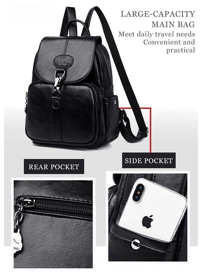Women's New Women's Bag Shoulder Bag Trendy Fashion Soft Leather Mommy Casual Large-Capacity Backpack Fashionable on The Street Tidy Storage