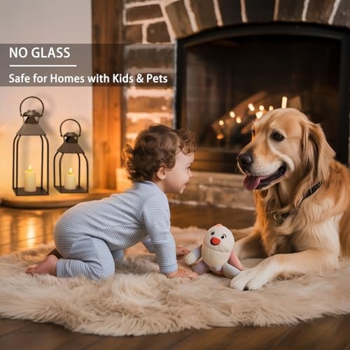 ZLFart Decorative Metal Lanterns Indoor Outdoor Candle Holder for Porch Patio Fireplace Floor Wedding Christmas Fall Holiday Farmhouse Table Centerpiece Black Set of 2 157 12 - Image 3