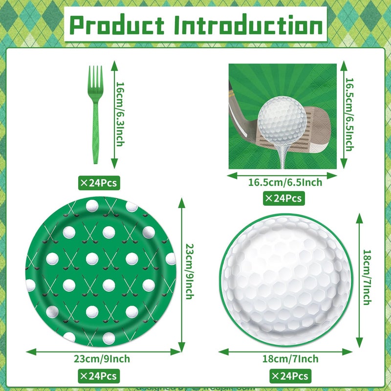 Rakuto Golf Party Plates Napkins  64PCS Golf Party Decoration Supplies Tableware Set  Disposable Paper Plates Napkins Forks Birthdays Supplies(16 Guests) - Image 2