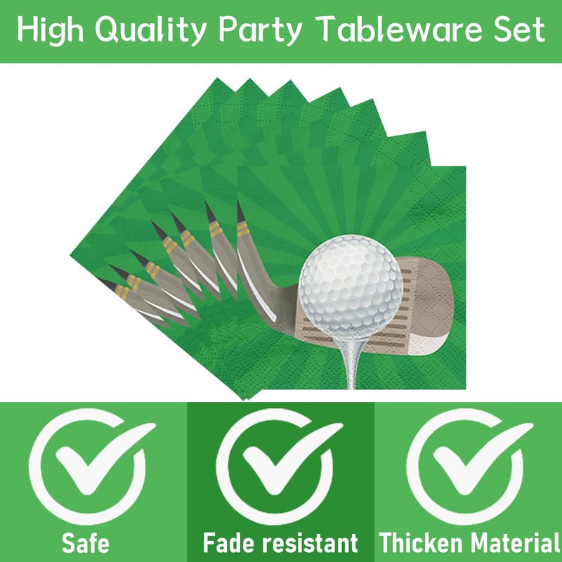 Rakuto Golf Party Plates Napkins  64PCS Golf Party Decoration Supplies Tableware Set  Disposable Paper Plates Napkins Forks Birthdays Supplies(16 Guests) - Image 5