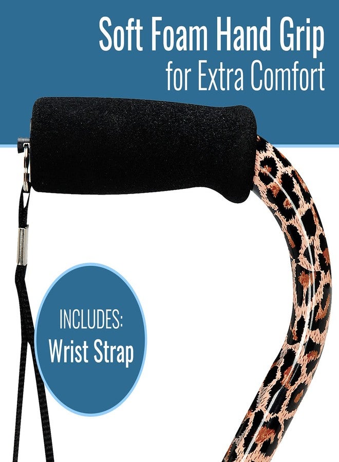 DMI Adjustable Designer Cane with Offset Handle and Strap, Leopard - Image 2