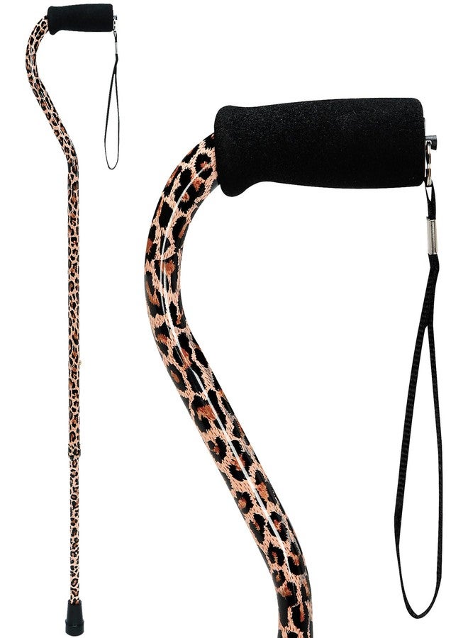 DMI Adjustable Designer Cane with Offset Handle and Strap, Leopard - Image 1