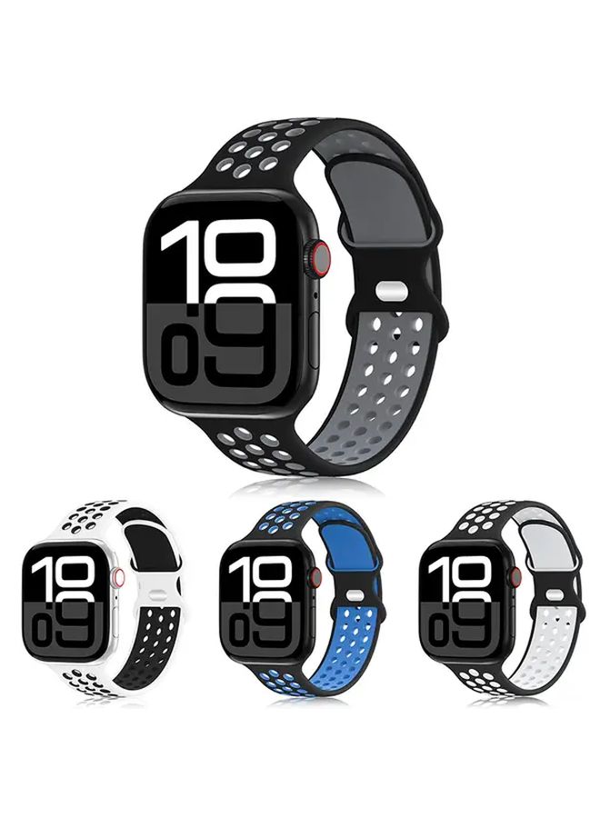 Breathable Sport Loop Watch Band For Men Women 42 44 45 46 49mm SM 12 Black With Green Sweatproof Wristband Suitable For Smartwatch Activity Tracker Fitness - Image 1