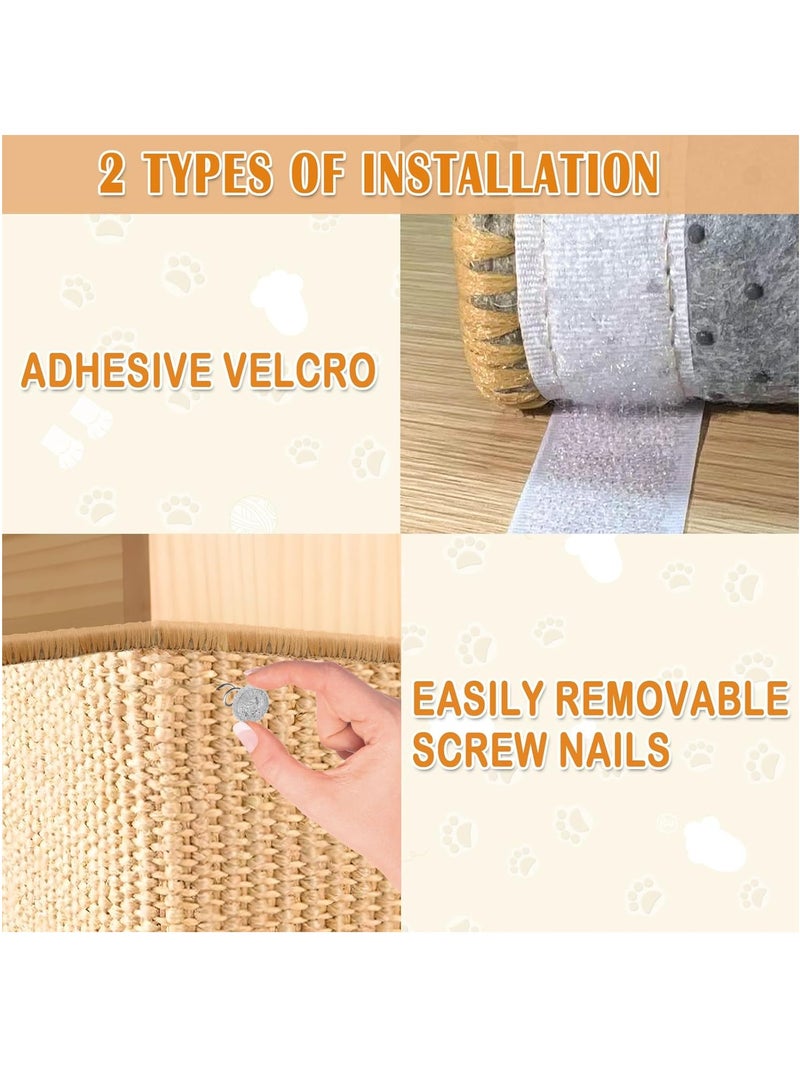 2 Pieces Cat Scratching Board, Cat Scratcher with Adhesive Buckle, Natural Sisal Hempcardboard Cat Scratchers, Cat Grinding Its Claws Cat Scratch Mat, Suitable For Sofas, Carpets, and Walls, 60×40CM - Image 5