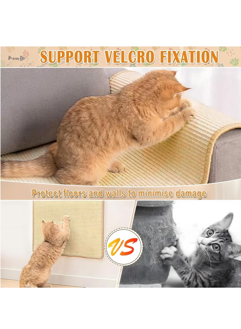 2 Pieces Cat Scratching Board, Cat Scratcher with Adhesive Buckle, Natural Sisal Hempcardboard Cat Scratchers, Cat Grinding Its Claws Cat Scratch Mat, Suitable For Sofas, Carpets, and Walls, 60×40CM - Image 2