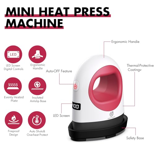 EasyCount E Easy Count E Mini Heat Press Machine, Small Heat Trasfer Machine Easy for Crafts, T-Shirt, Hats, Shoes, and Small HTV Vinyl Projects, Mini Portable Ironing Machine - Image 2