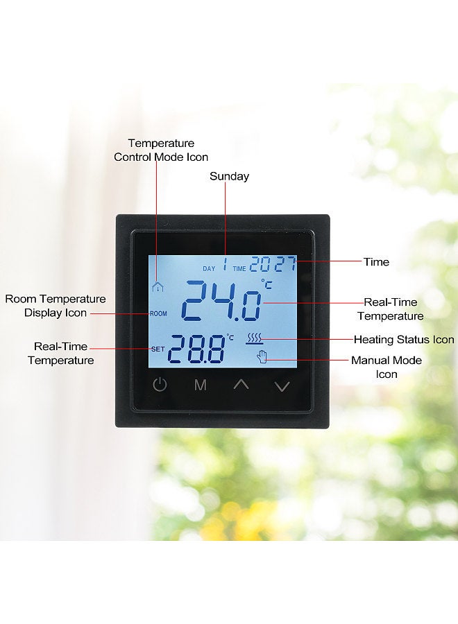 Intelligent Digital Display Thermostat 16A Floor Heating Temperature Controller with LED Touch Screen NTC Temperature Sensor Temperature Switching 85-265V Electric Heating Control - Image 4