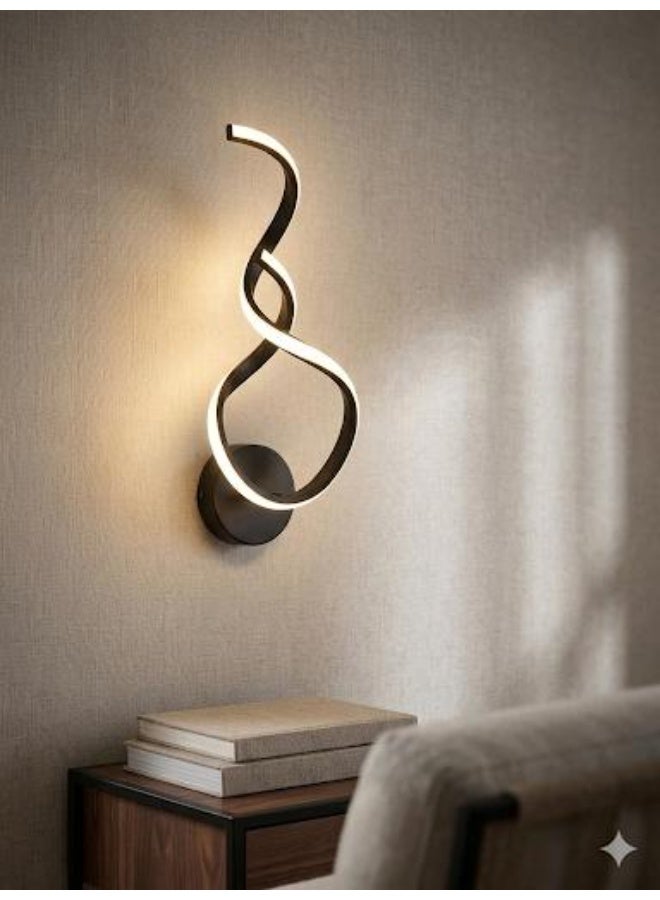 لامبارا مصباح جداري أسود LED عصري بتصميم حلزوني (يعمل بالكهرباء) - Image 1