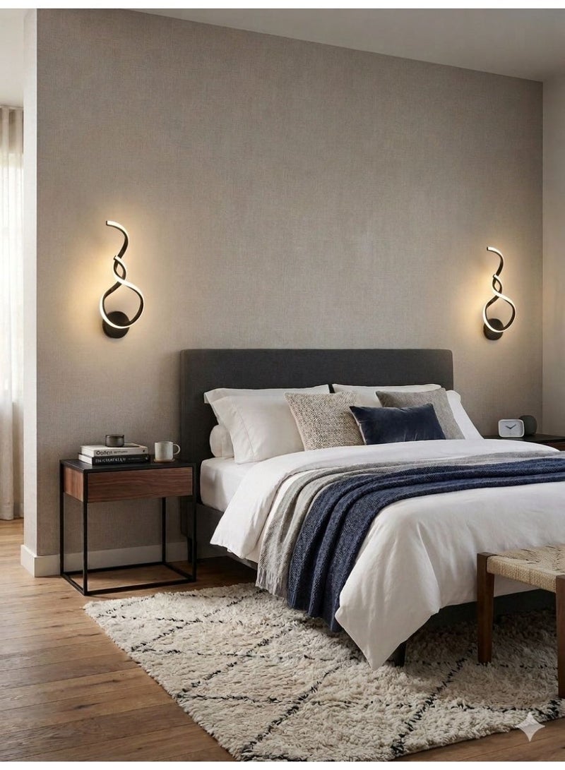 لامبارا مصباح جداري أسود LED عصري بتصميم حلزوني (يعمل بالكهرباء) - Image 3