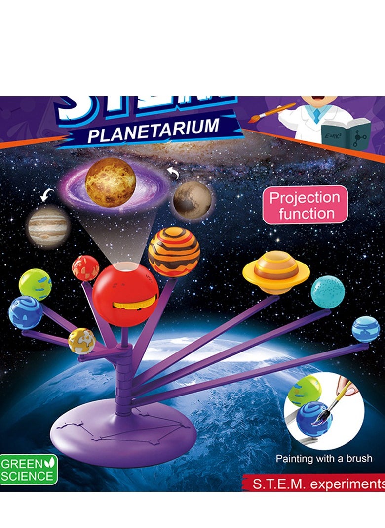 STEM - Painted planet, with projection , can be painted ,Science and Physics home chemical lab Educational Game for kids and It is an educational game that helps focus, creativity,Children's DIY 6+ Years - Image 1