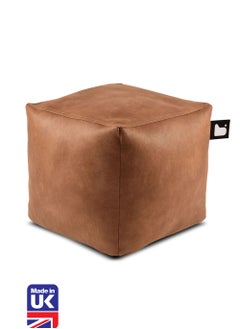 Extreme Lounging Extreme Lounging® - Original Luxury Leather B-Box Pouf - Made in UK - Premium Quality Double Stitched Ottoman - Stylish, Soft & Comfortable - 40x40x40cm - Color Tan  - Image 1