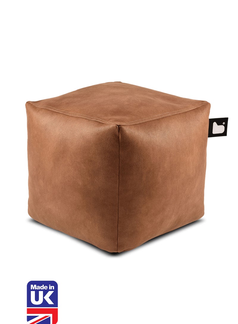 Extreme Lounging Extreme Lounging® - Original Luxury Leather B-Box Pouf - Made in UK - Premium Quality Double Stitched Ottoman - Stylish, Soft & Comfortable - 40x40x40cm - Color Tan - Image 1