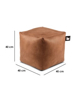 Extreme Lounging Extreme Lounging® - Original Luxury Leather B-Box Pouf - Made in UK - Premium Quality Double Stitched Ottoman - Stylish, Soft & Comfortable - 40x40x40cm - Color Tan  - Image 2