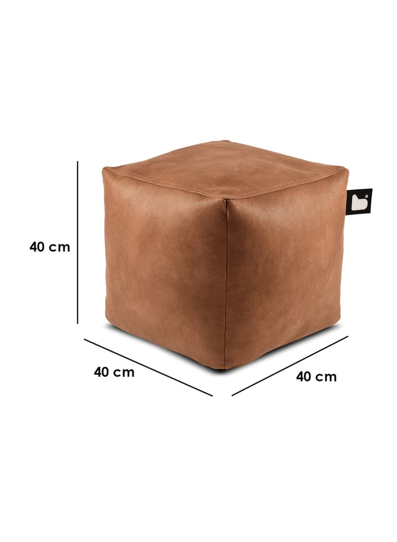 Extreme Lounging Extreme Lounging® - Original Luxury Leather B-Box Pouf - Made in UK - Premium Quality Double Stitched Ottoman - Stylish, Soft & Comfortable - 40x40x40cm - Color Tan - Image 2