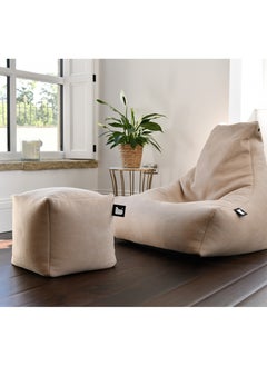 Extreme Lounging Extreme Lounging® - Original Luxury Leather B-Box Pouf - Made in UK - Premium Quality Double Stitched Ottoman - Stylish, Soft & Comfortable - 40x40x40cm - Color Tan  - Image 3