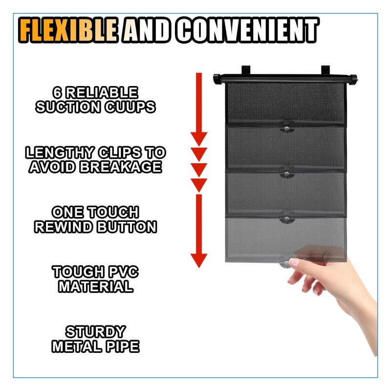 smilfuy 2PCS Car Window Shades for Baby, 18" x 20" Retractable Car Shades for Side Window with Suction Cups, Blocks Heat and UV Rays Glare Protection, Baby Auto Accessories for Vehicle House Office Window - Image 5