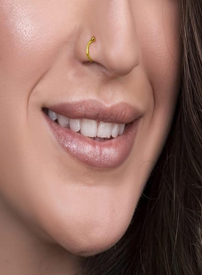 HighSpark 925 Silver Faux Nose Ring for Women in 18K Gold Finish | No Piercing Required | 92.5 Sterling Silver Nose Ring for Women & Girls | Lovely Gift - Silver - Image 4