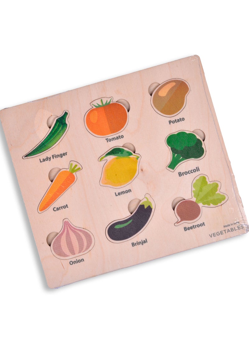 Neem Wood Vegetable Puzzle Board for kids