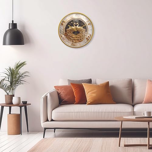 RANDOM 12 Inch Analog Wall Clock with Gold Peacock Design Modern Sweep Silent Timepiece Abstract Wall Clock for Living Room, Bedroom, and Office Decor (RC-67258) - Image 3