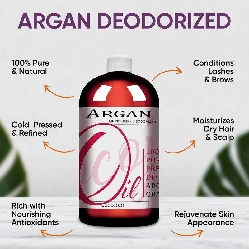 Dr Joe Lab Argan Nut Oil Deodorized 32 oz Pure Natural Moroccan Unrefined Unscented Cold Pressed Extra Virgin - for Hair Skin Body Nail and Beard - Marrakesh Oil Moisturizes & Hydrates - Image 2