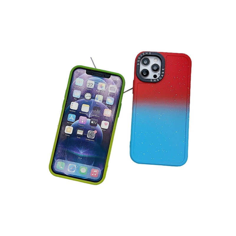 غطاء واقي بTPU+PC لـ iPhone 14 / 14 Plus / 14 Pro / 14 Pro Max مع حماية من السقوط وتدرج لوني مزدوج مع مقاوم للصدمات مع تصميم ثنائي اللون باللون وردي من مادة TPU باللون الوردي - Image 4